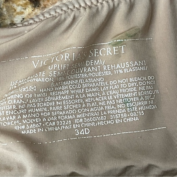 Victorias Secret 34D Bra Tan Uplift Beige Demi Underwire Back Closure Bra - Picture 5 of 6